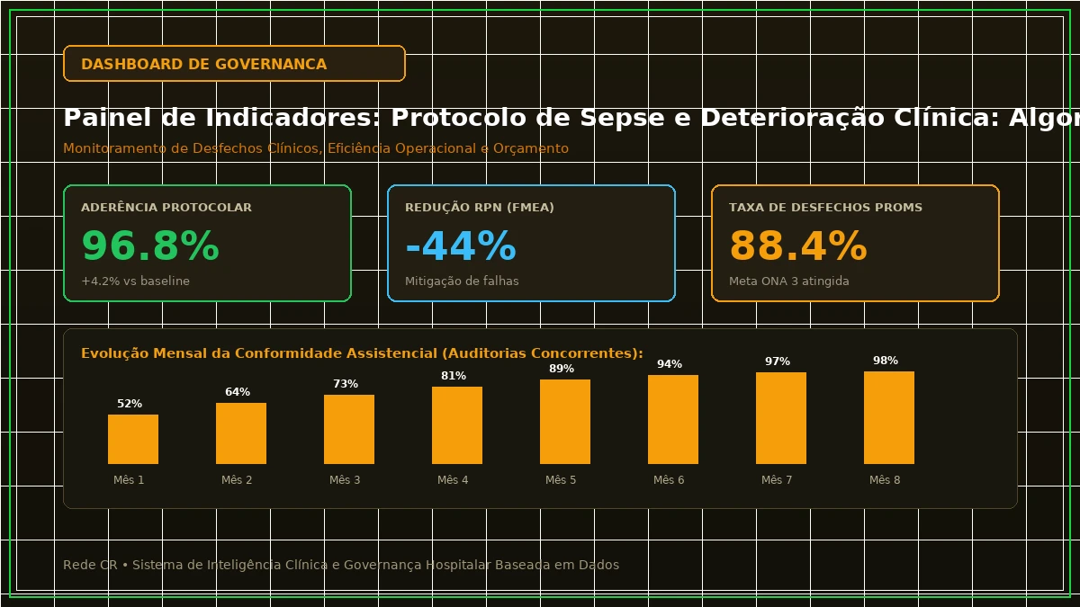 Painel Executivo de Indicadores de Gestão Hospitalar, Dashboards Clínicos e Curva S do Projeto - Protocolo de Sepse e Deterioração Clínica: Algoritmos Preditivos e NEWS-2