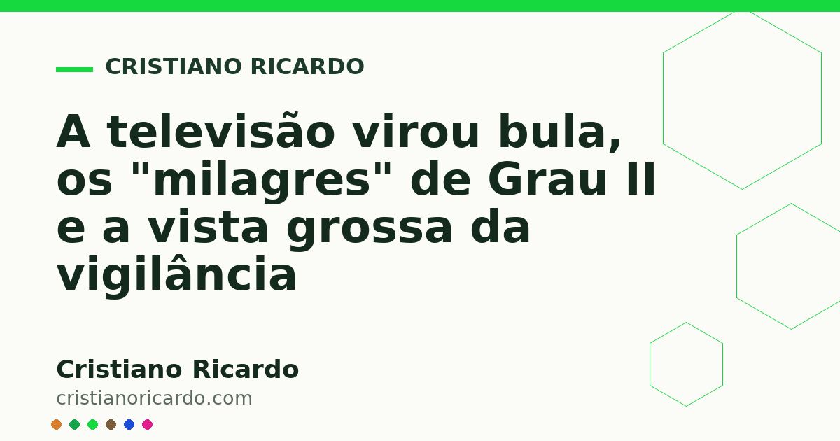 Card OG automático: A televisão virou bula, os "milagres" de Grau II e a vista grossa da vigilância