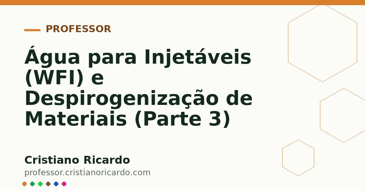Card OG automático: Água para Injetáveis (WFI) e Despirogenização de Materiais (Parte 3)