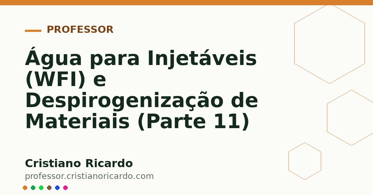Card OG automático: Água para Injetáveis (WFI) e Despirogenização de Materiais (Parte 11)