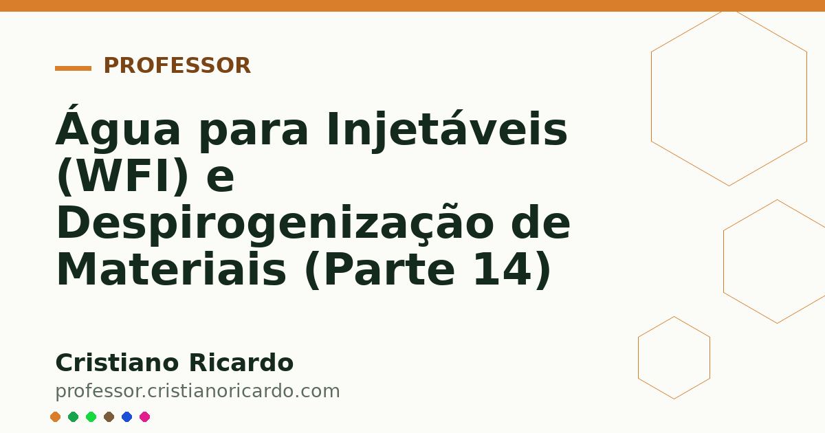 Card OG automático: Água para Injetáveis (WFI) e Despirogenização de Materiais (Parte 14)