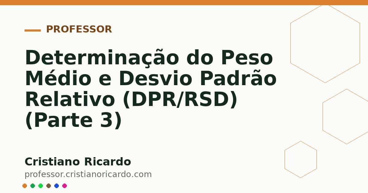 Card OG automático: Determinação do Peso Médio e Desvio Padrão Relativo (DPR/RSD) (Parte 3)
