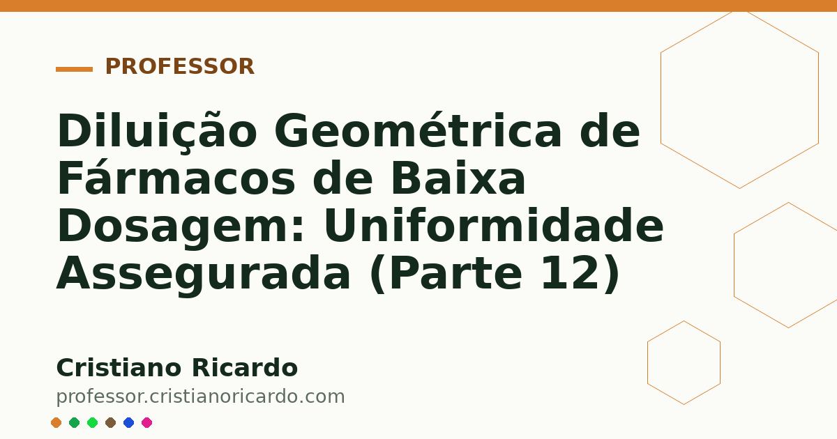 Card OG automático: Diluição Geométrica de Fármacos de Baixa Dosagem: Uniformidade Assegurada (Parte 12)