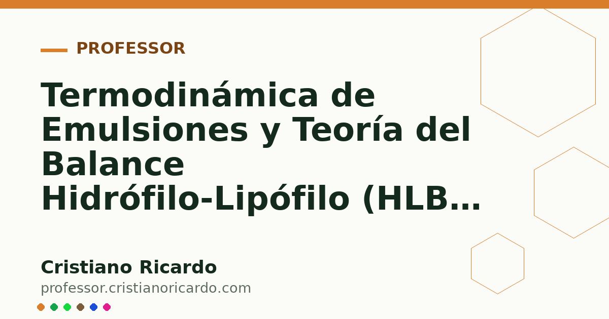 Card OG automático: Termodinámica de Emulsiones y Teoría del Balance Hidrófilo-Lipófilo (HLB) (Tratado de Farmacotecnia 2011)